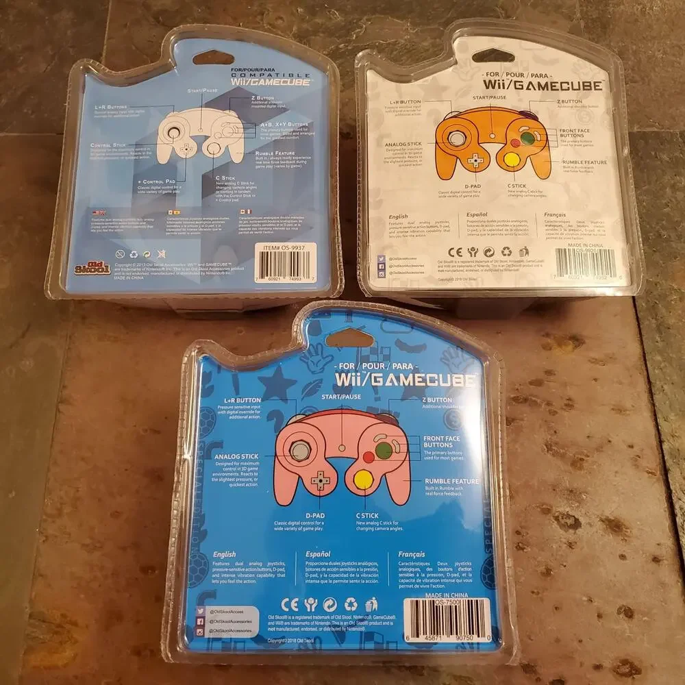 3 Gamecube Controllers - 3 Colors Bundle (NEW) - Pink White Orange - Nintendo